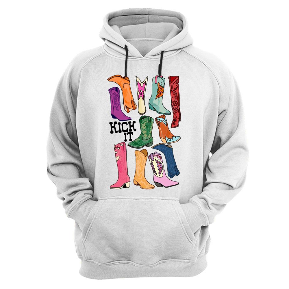 Unisex Cowgirl Kovboy Çizme Baskılı Regular Fit %100 Pamuk Sweatshirt - Beyaz