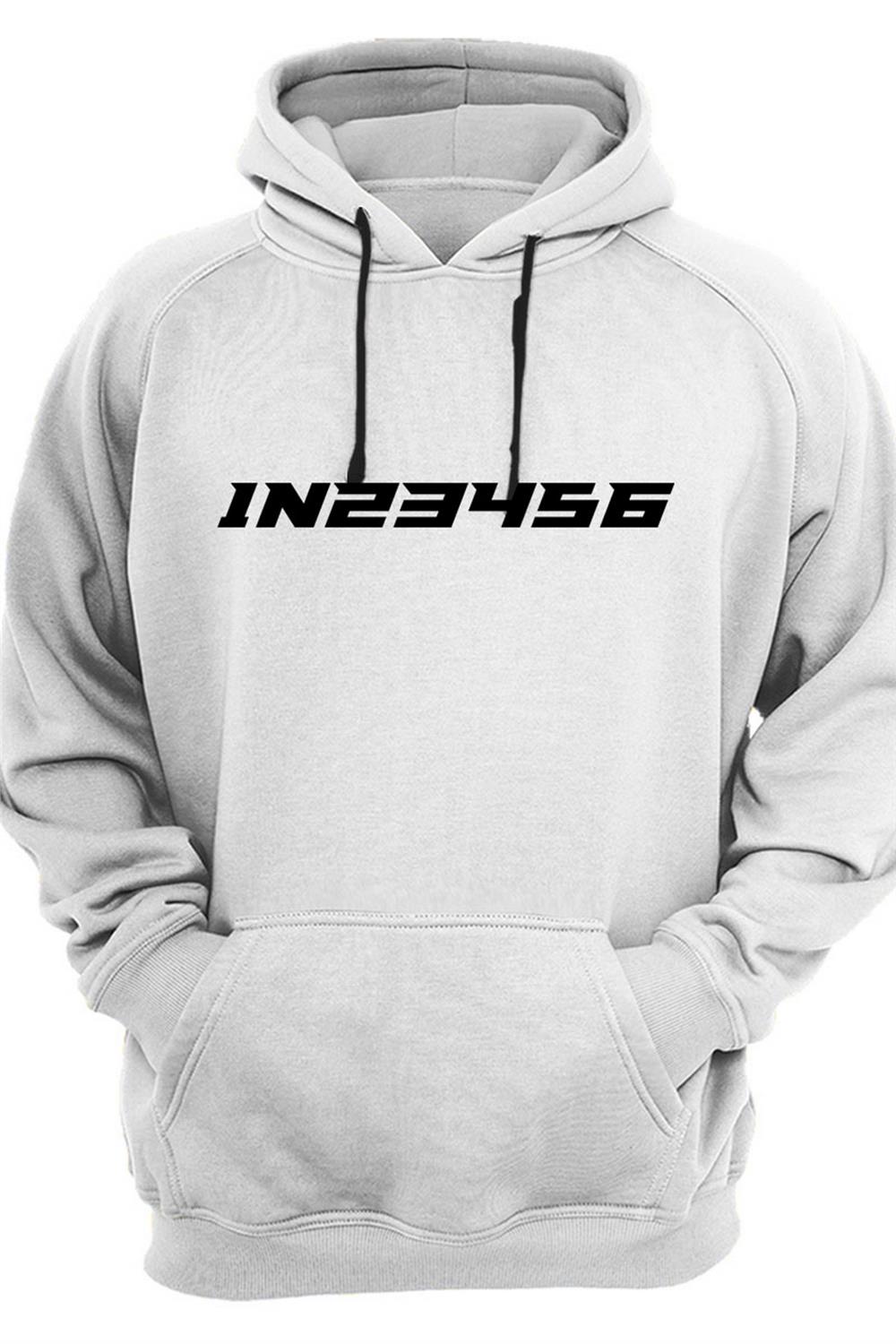 Unısex Motorsiklet Vites Geçişleri 1N23456 Şık Cool Motorcu Baskılı Kanguru Cepl Sweatshirt - Beyaz