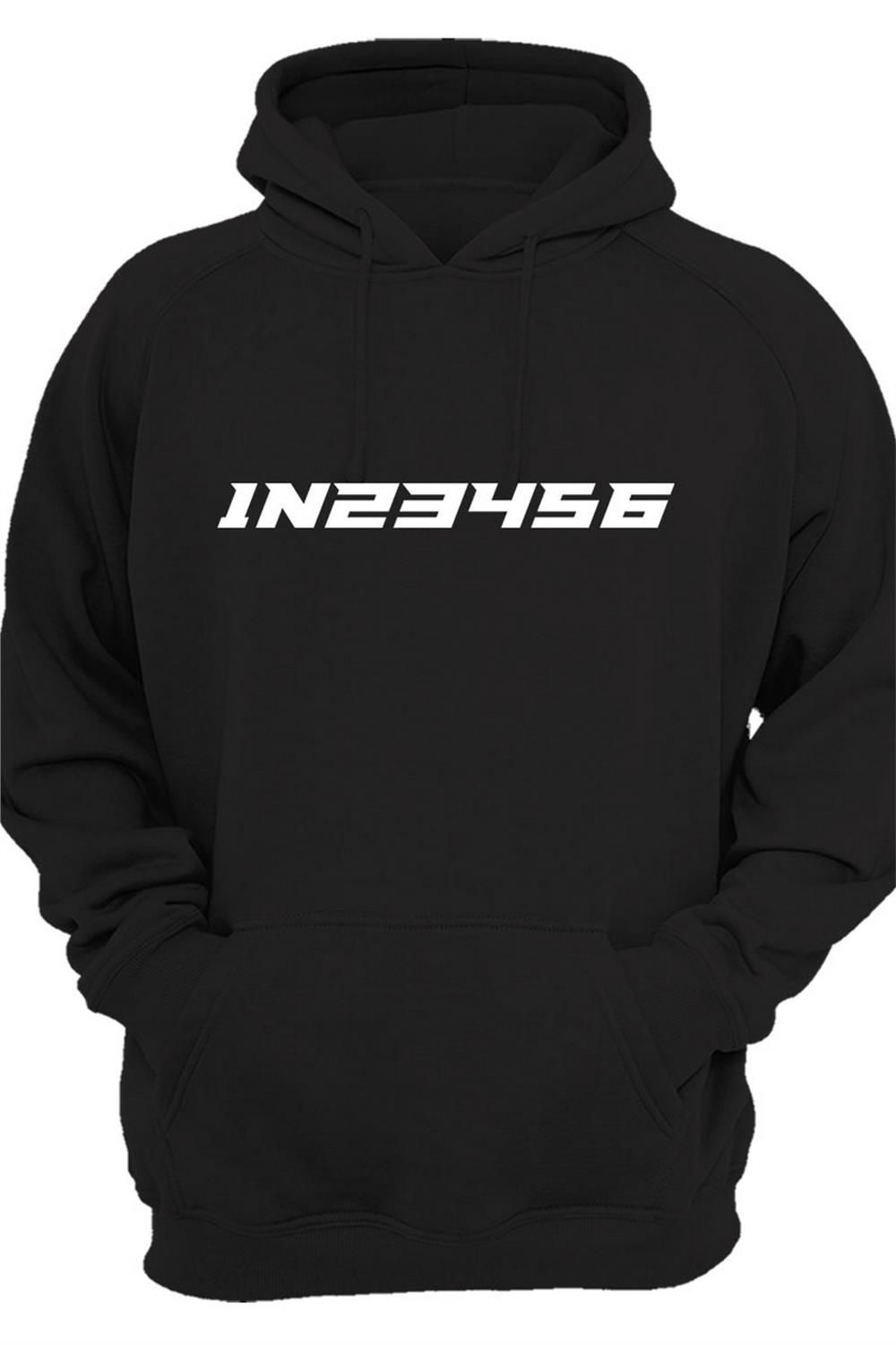 Unısex Motorsiklet Vites Geçişleri 1N23456 Şık Cool Motorcu Baskılı Kanguru Cepl Sweatshirt - Siyah