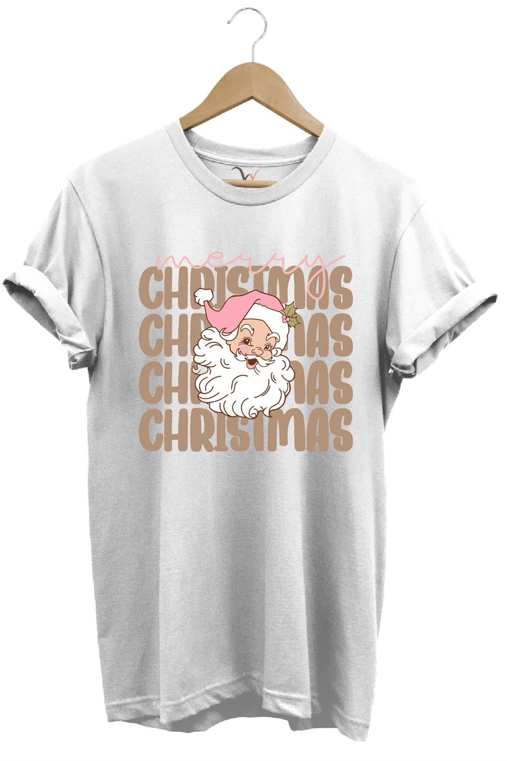 Unisex Yılbaşı Yeni Yıl Noel Baba Merry Christmas Kar Baskılı %100 Pamuk Regular Fit T-Shirt - Beyaz
