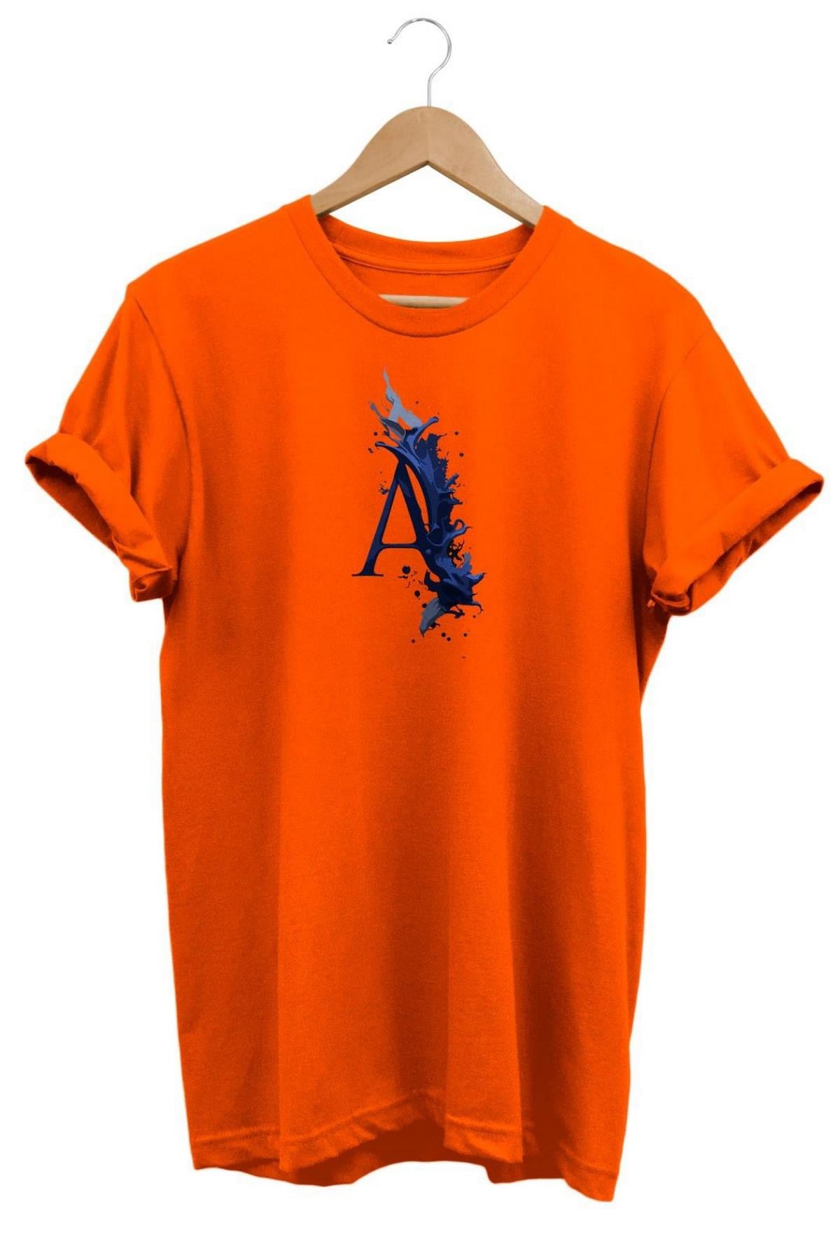 Widi A Harf Baskılı T-Shirt Turuncu