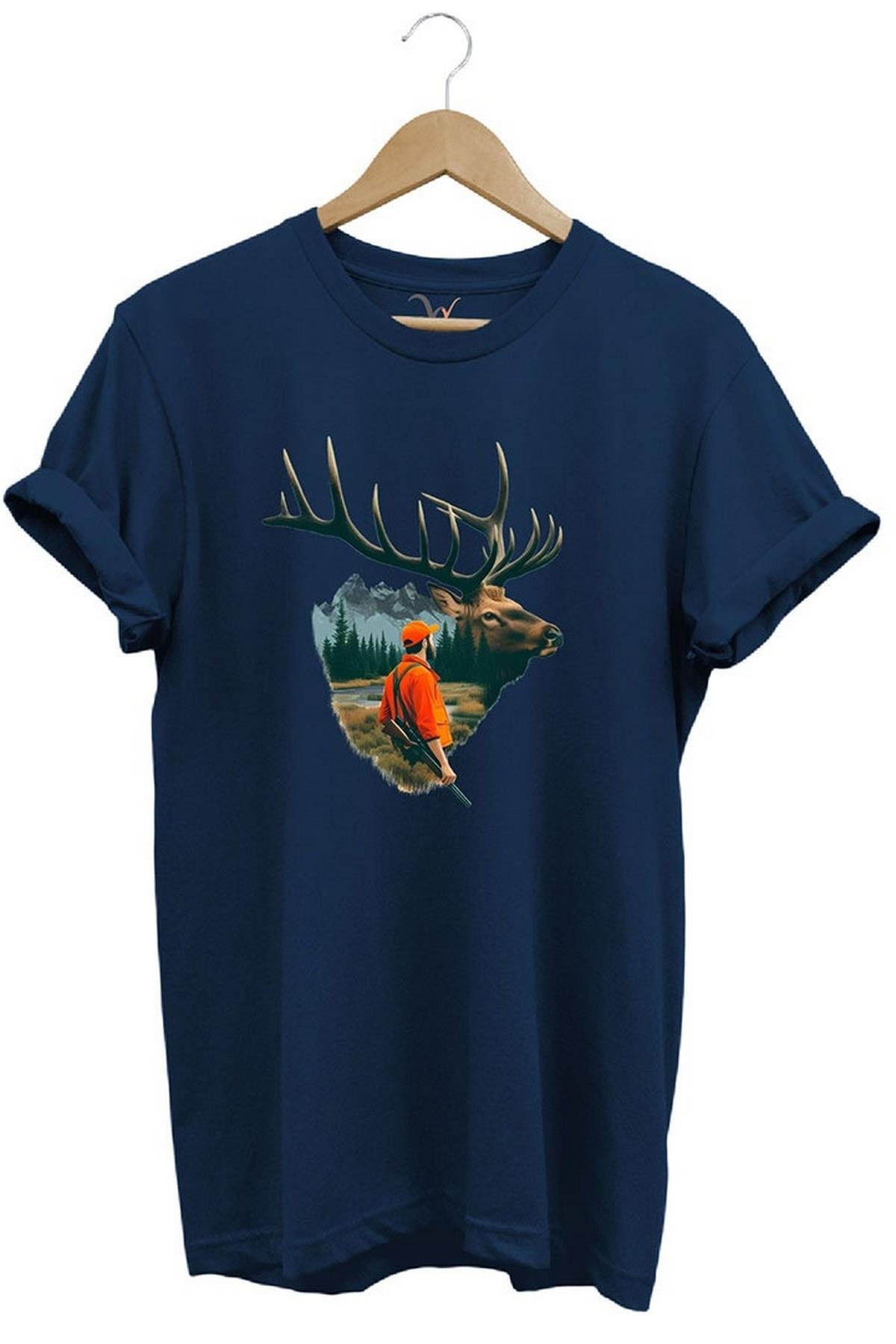 Widi Deer Hunting Baskılı T-Shirt Lacivert