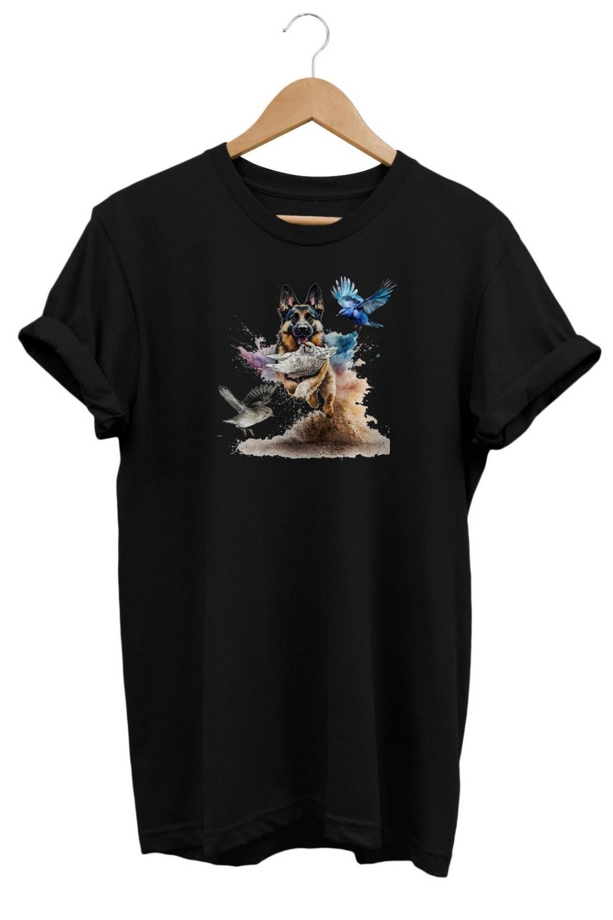 Widi German Shepherd Baskılı T-Shirt Siyah