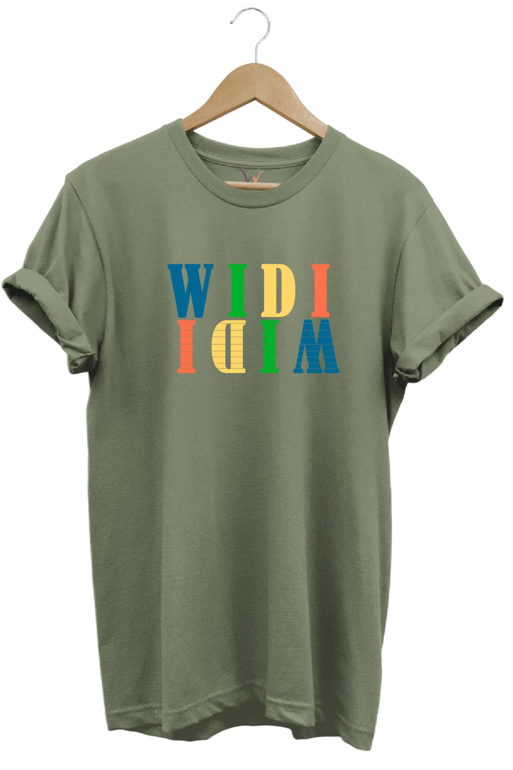 Widi Logo Aynalanmış Tasarım Baskılı %100 Pamuk Regular Fit T-Shirt - Haki