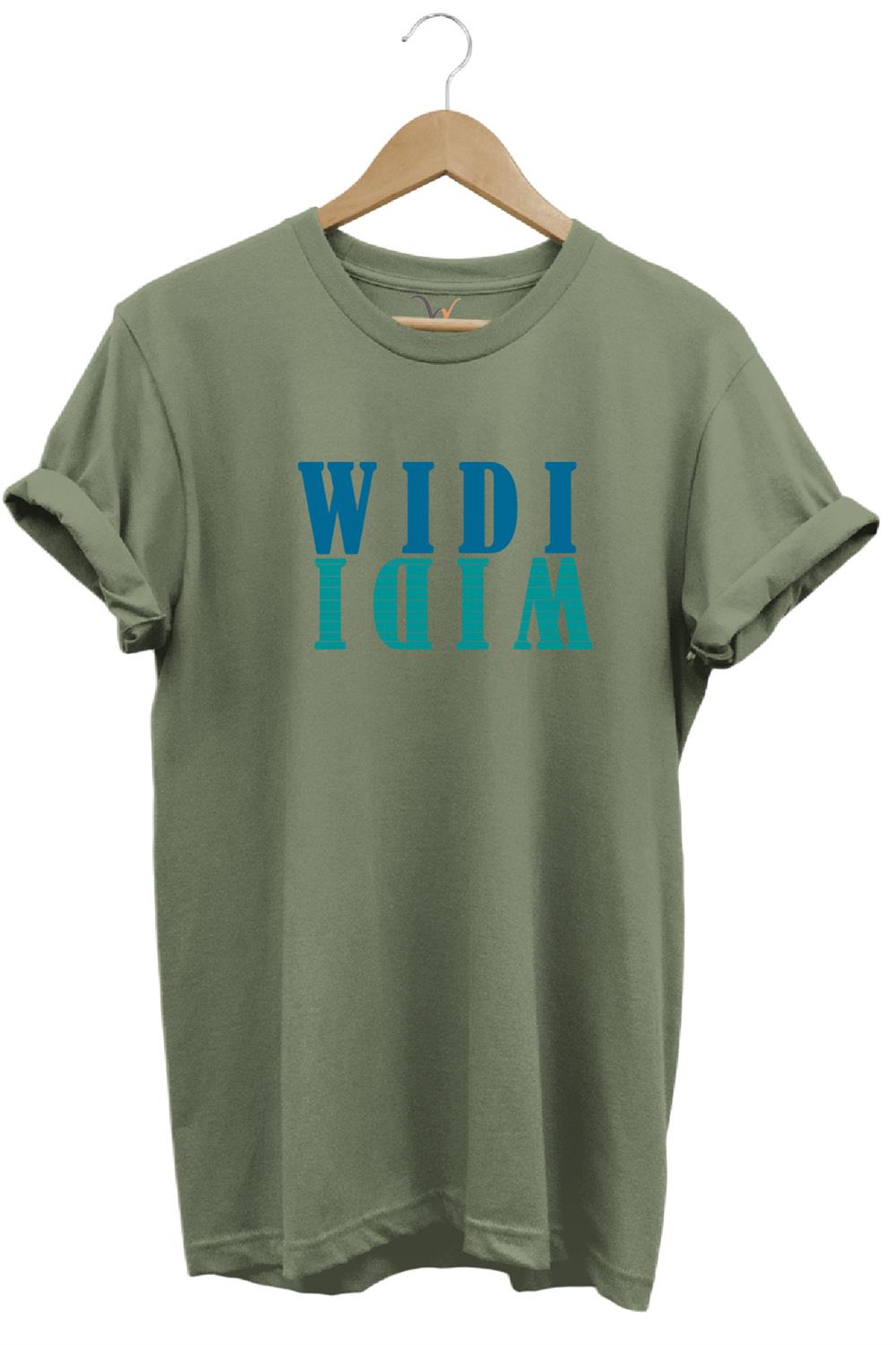 Widi Logo Aynalanmış Tasarım Baskılı %100 Pamuk Regular Fit T-Shirt - Haki