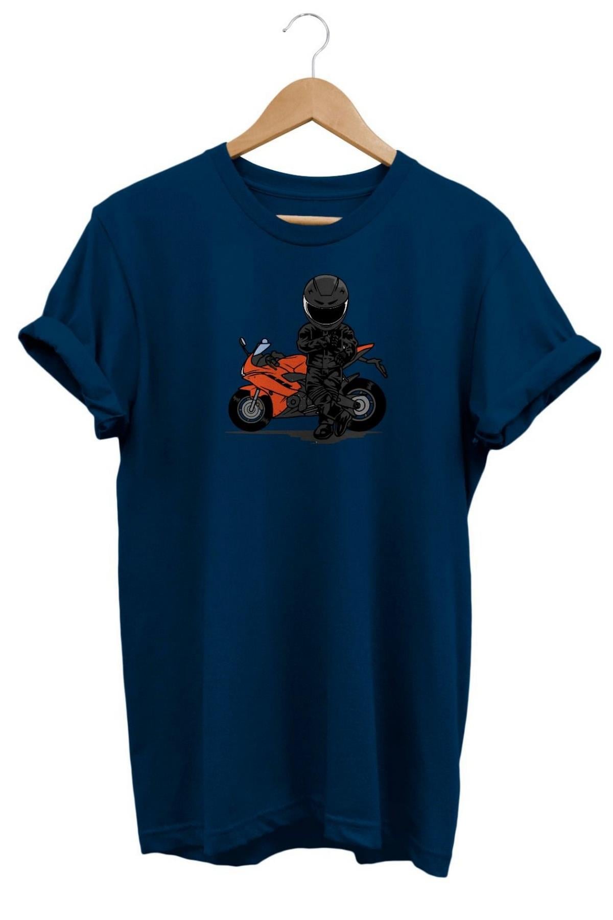 Widi Motor Baskılı T-Shirt Lacivert