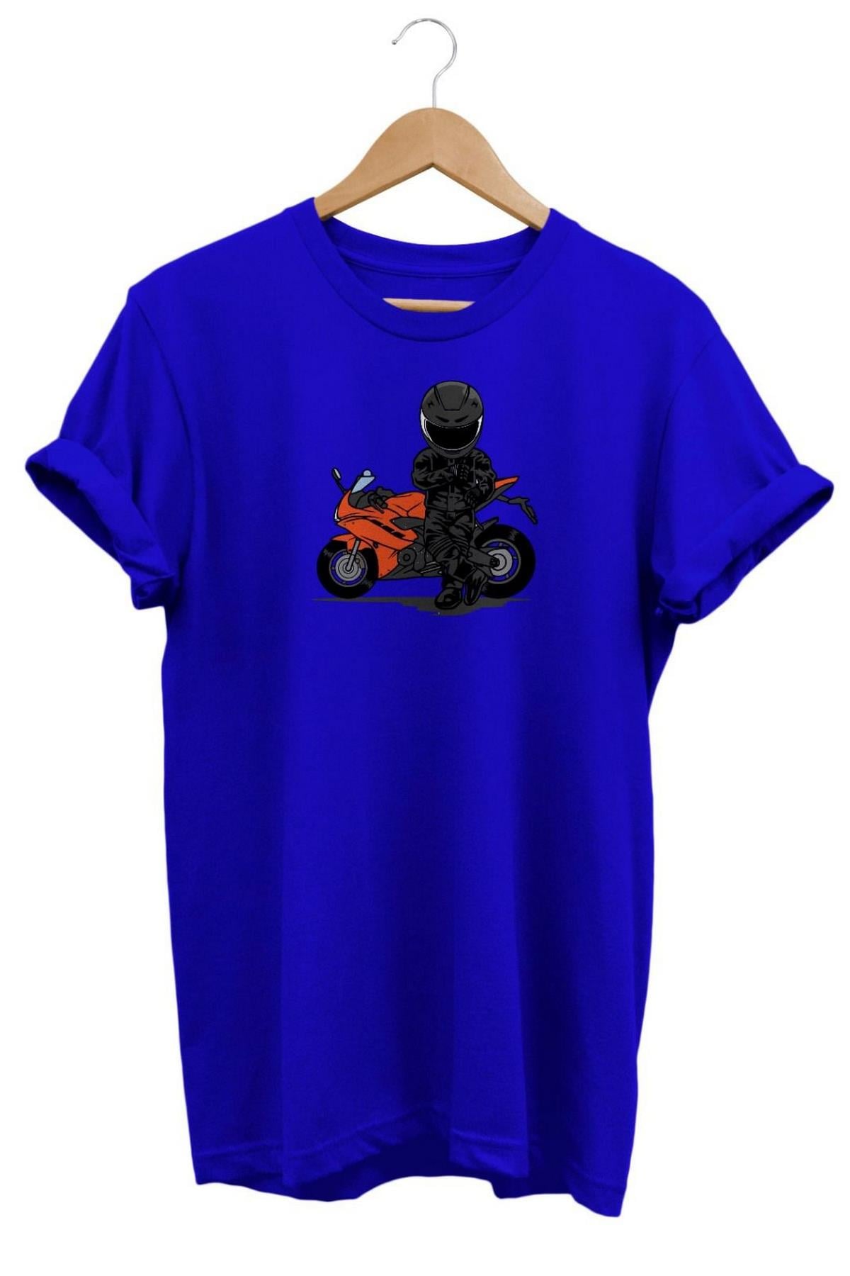 Widi Motor Baskılı T-Shirt Mavi