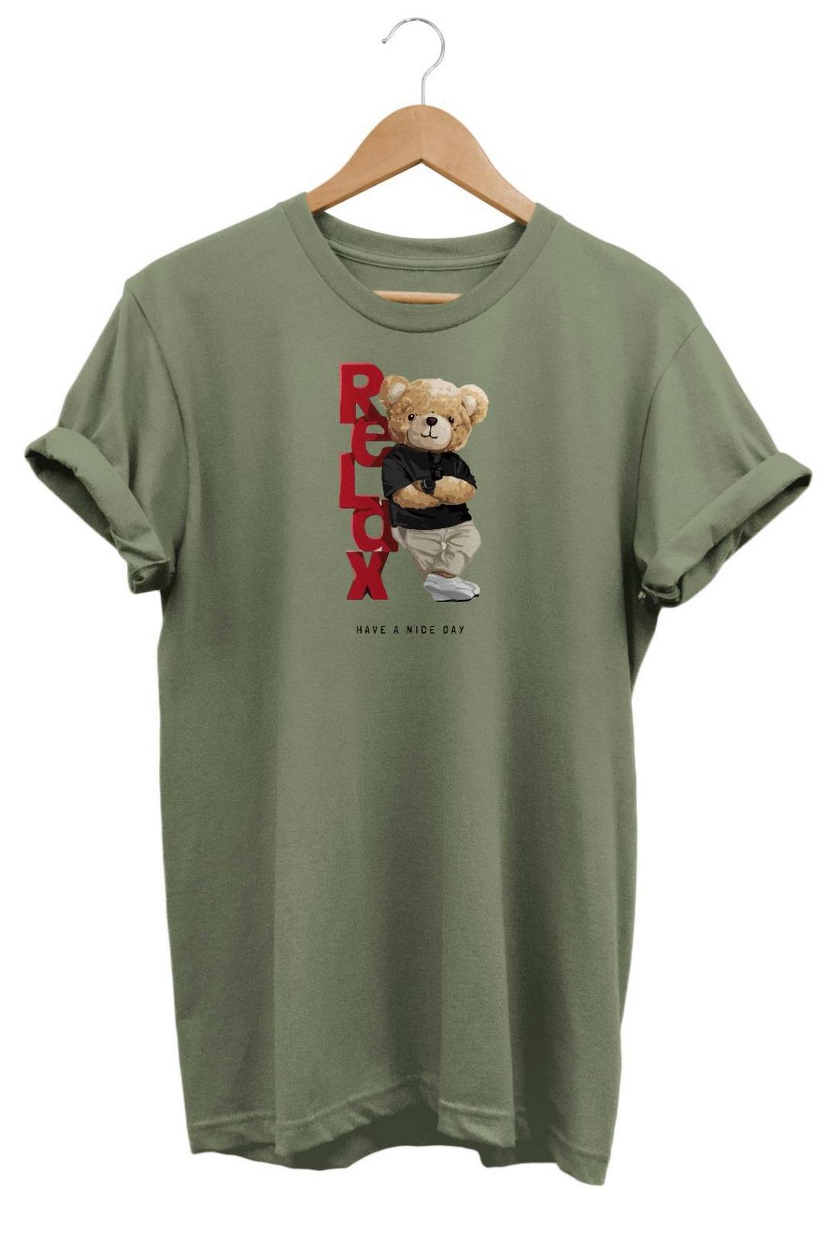 Widi Relax Baskılı T-Shirt Haki