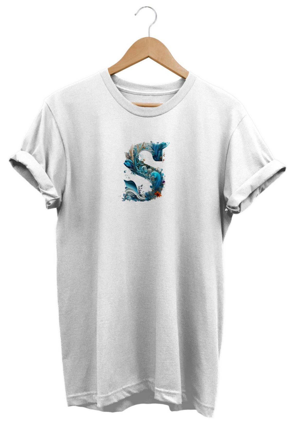 Widi S Harf Baskılı T-Shirt Beyaz