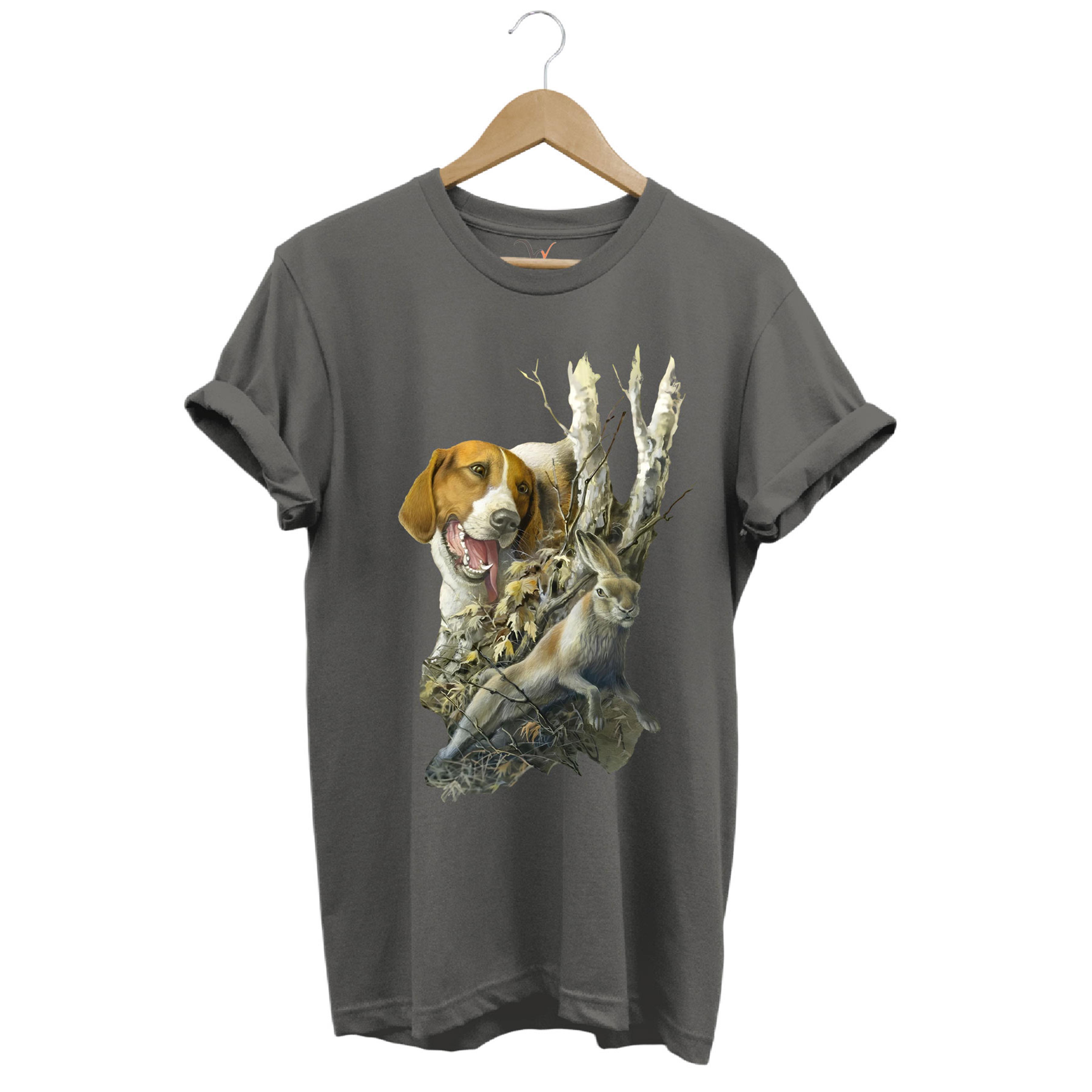 Widi Tavşan Desenli Halka Boyunlu Sülün T-Shirt Antrasit