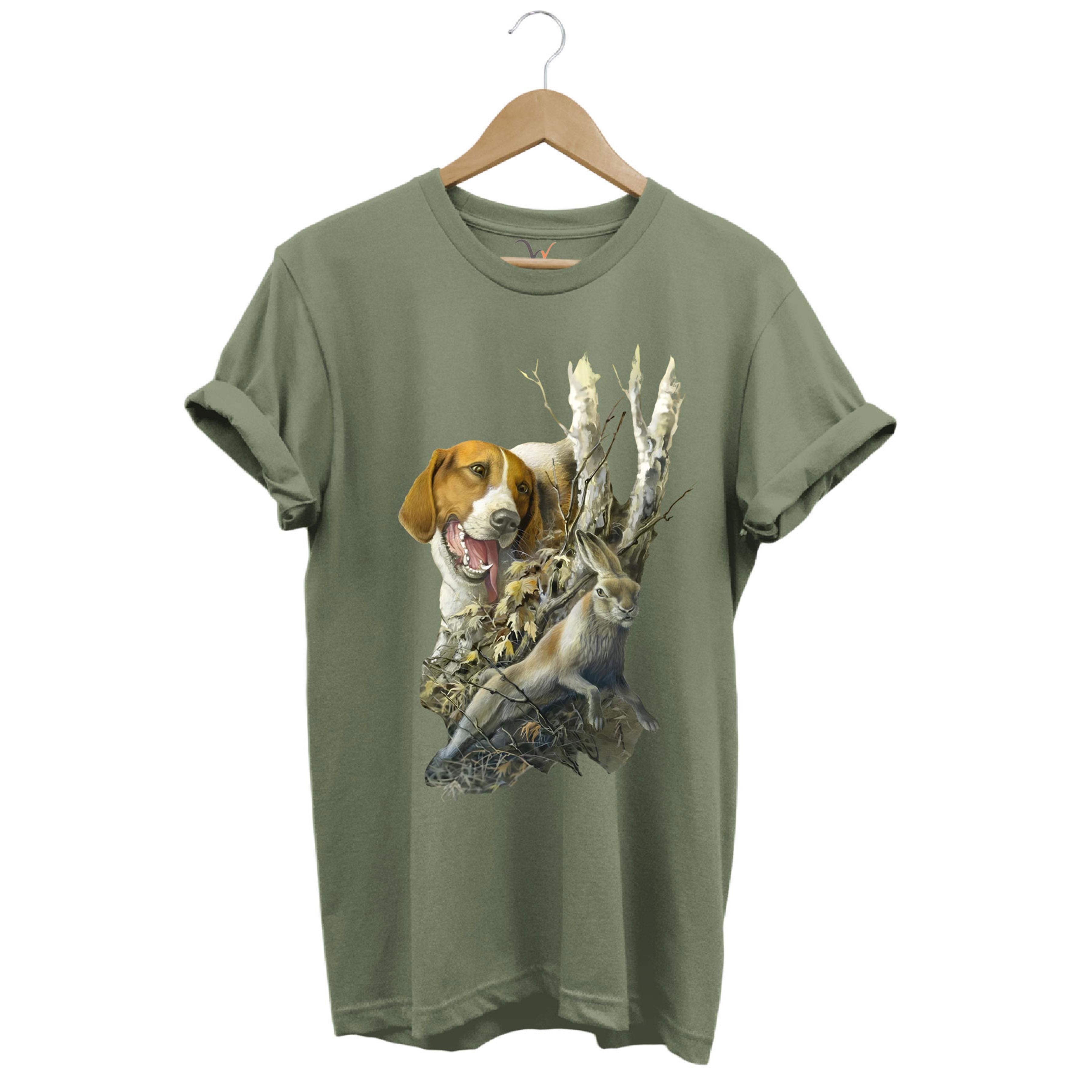 Widi Tavşan Desenli Halka Boyunlu Sülün T-Shirt Haki