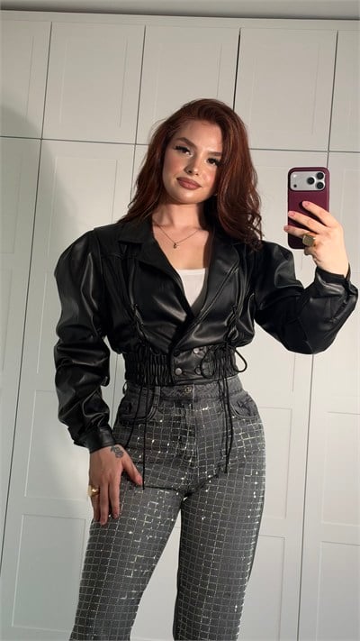 Vega Ruched Leather Crop Jacket
