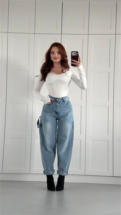 Jolie Carpenter Baggy Jean Buz Mavi