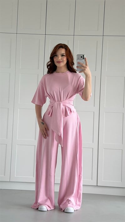 Jesy Bağlamalı Modal Takım Pudra Pembesi