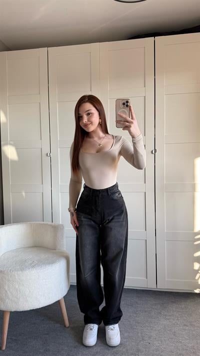 Baggy Füme Bel Tokalı Pantolon