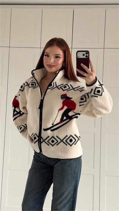 Plush Oversize Zip-Up Jacket Alpine Dark Blue