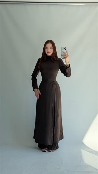 Twill Kimono Tunik Kahverengi