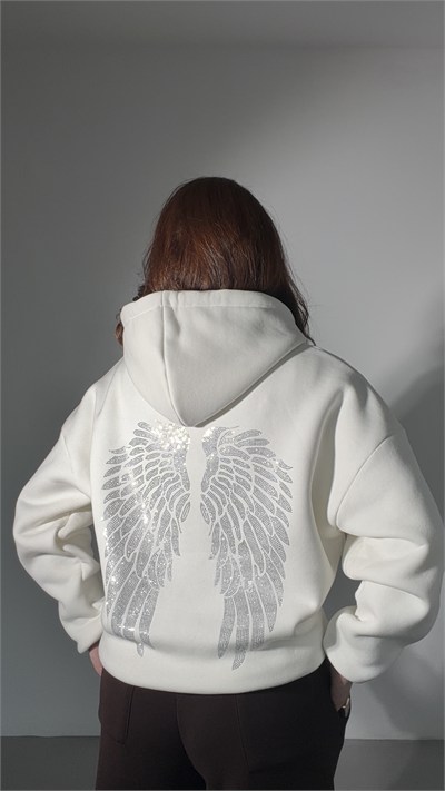 Wings Rhinestone Sweatshirt White