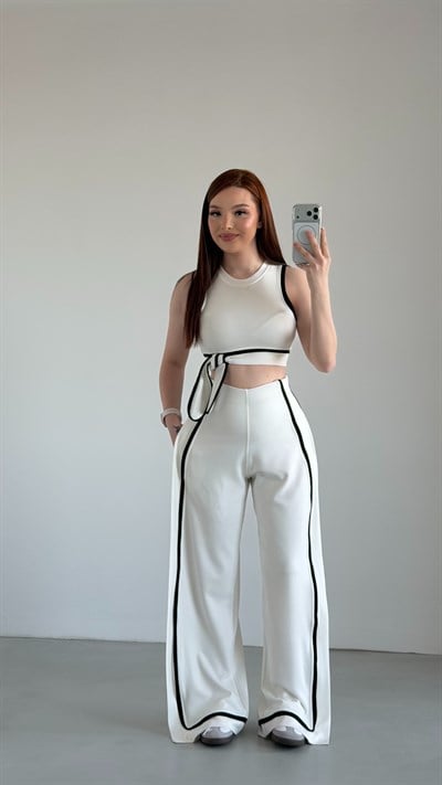 Hadise Crop Bağlama Takım Beyaz 