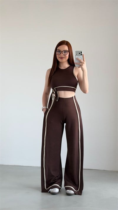 Hadise Crop Bağlama Takım Kahverengi 
