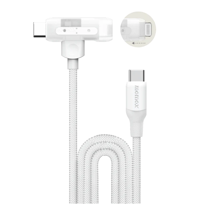 Momax Link Flow Duo USB-C - USB-C ve Lightning Örgülü Kablo 60W 1.5m 