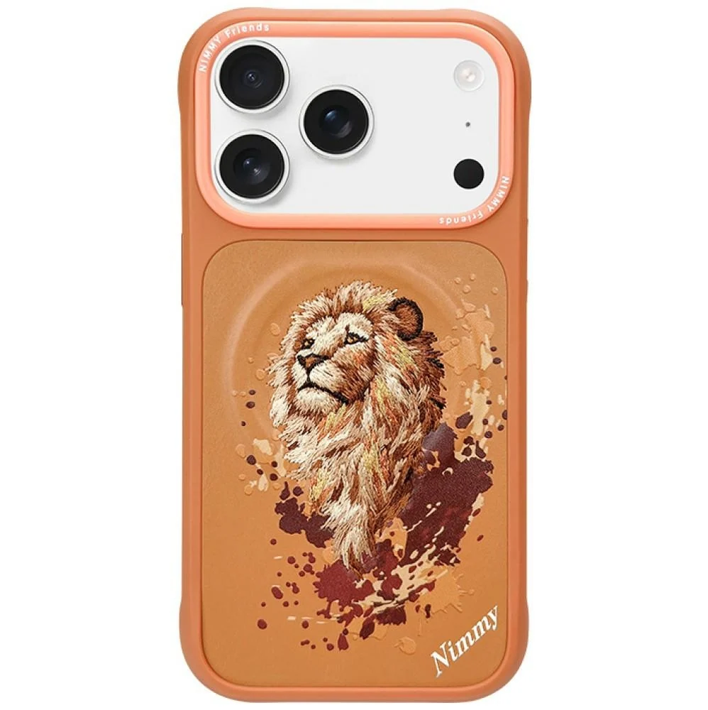 Nimmy Friends iPhone 17 Pro Max Lion Seri Dokuma Kılıf