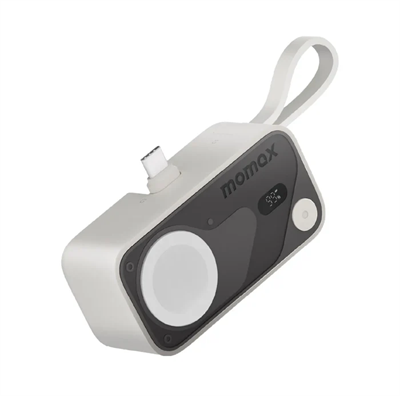 Momax Power X Pro Mini⁺ 5000mAh Entegre Katlanabilir USB-C Fiş ve Dahili USB-C Kablolu Pil Paketi, Apple Watch Hızlı Şarj Cihazı ile birlikte!