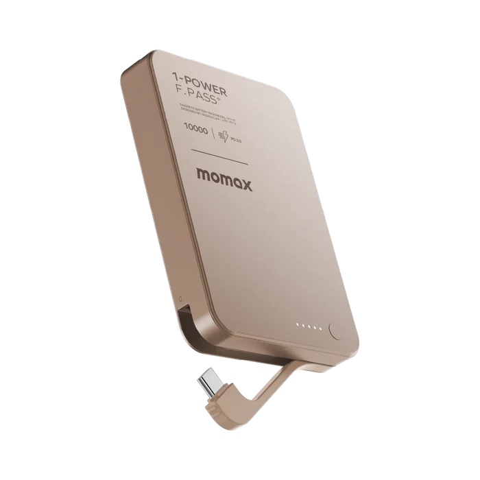 Momax Power F.Pass⁺ 10000mAh Manyetik Pil Paketi (Dahili Kablolu) Powerbank