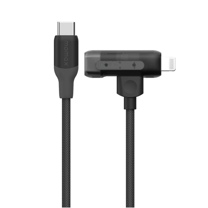 Momax Link Flow Duo USB-C - USB-C ve Lightning Örgülü Kablo 60W 1.5m 