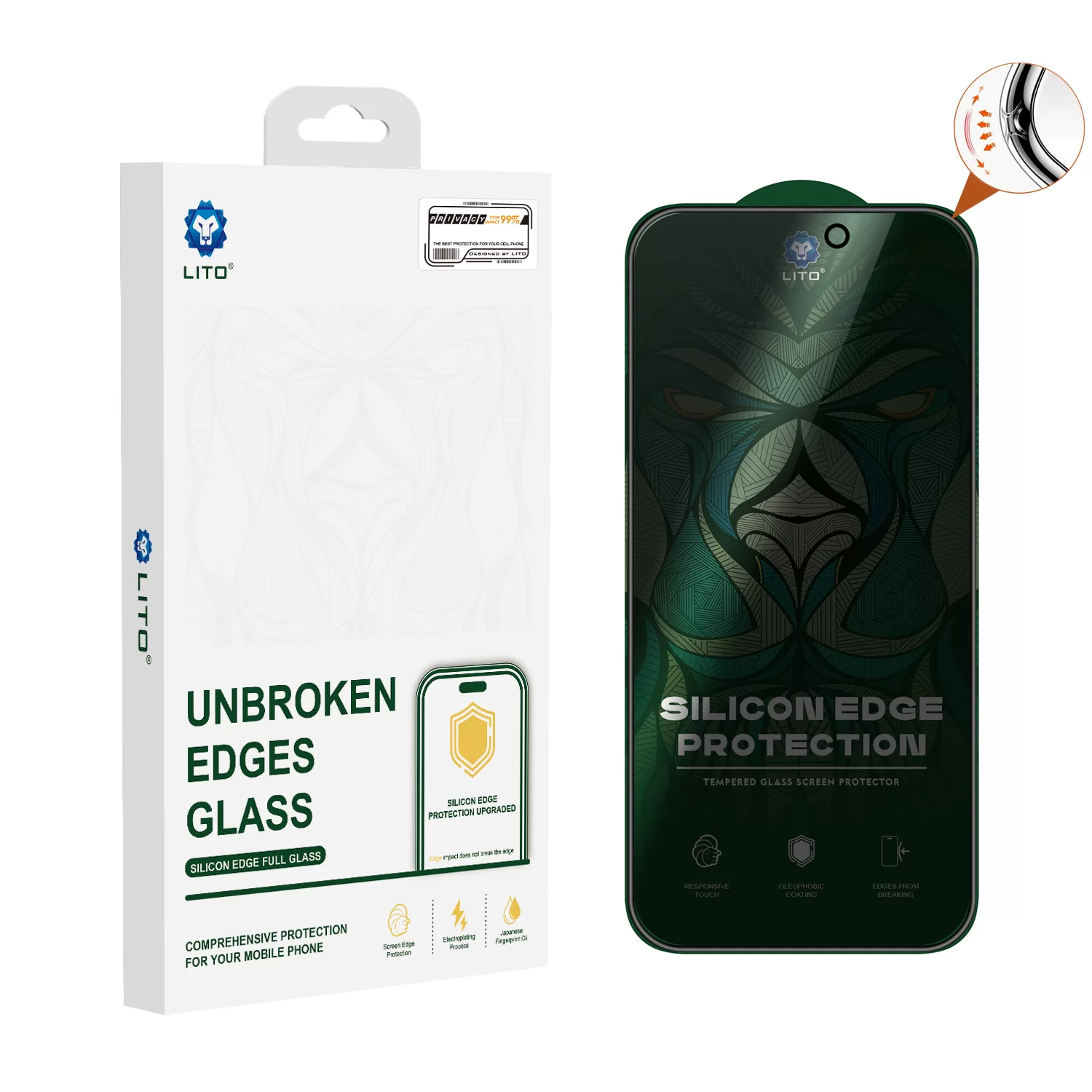 Lito D+ Ultra iPhone 15 Pro Silikon Kenar Privacy Ekran Koruyucu