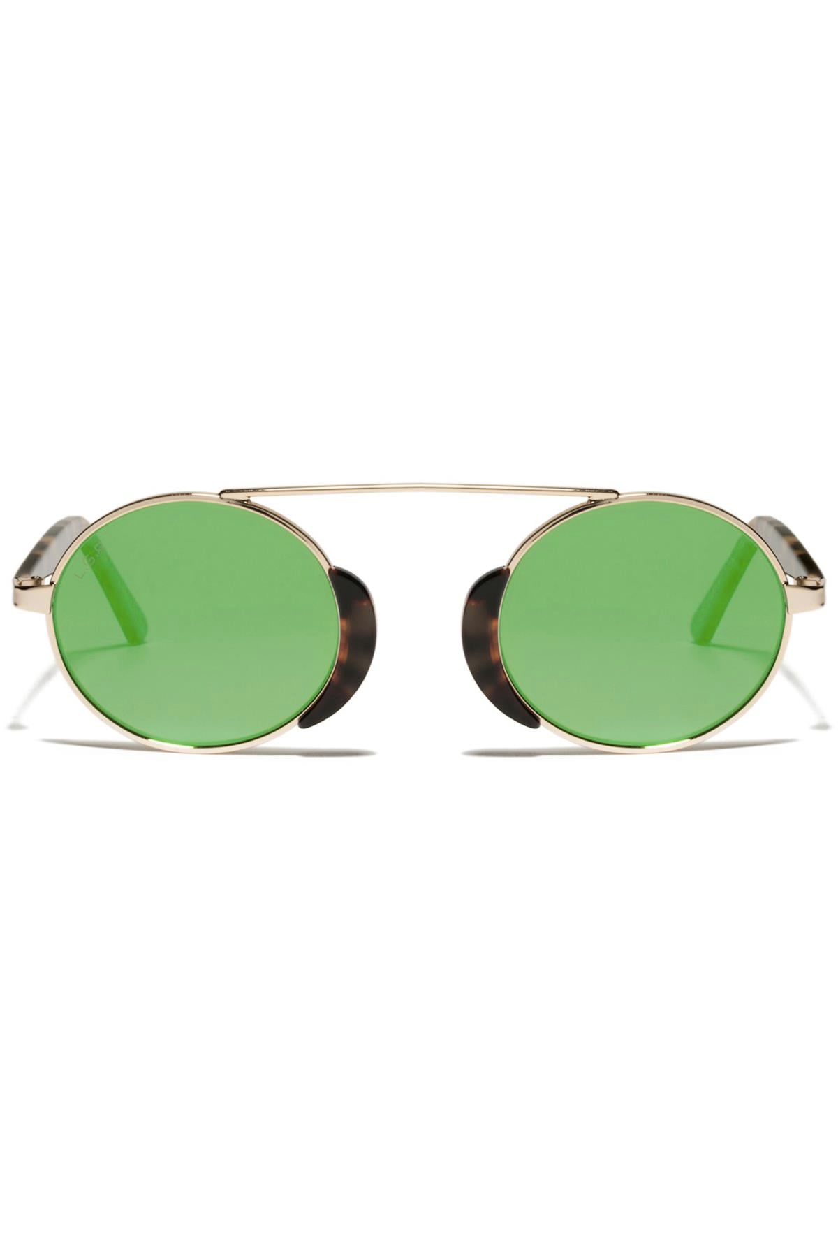 L.G.R Togo Havana Tartarugato 23 Flat Green Mirror Unisex Güneş Gözlüğü
