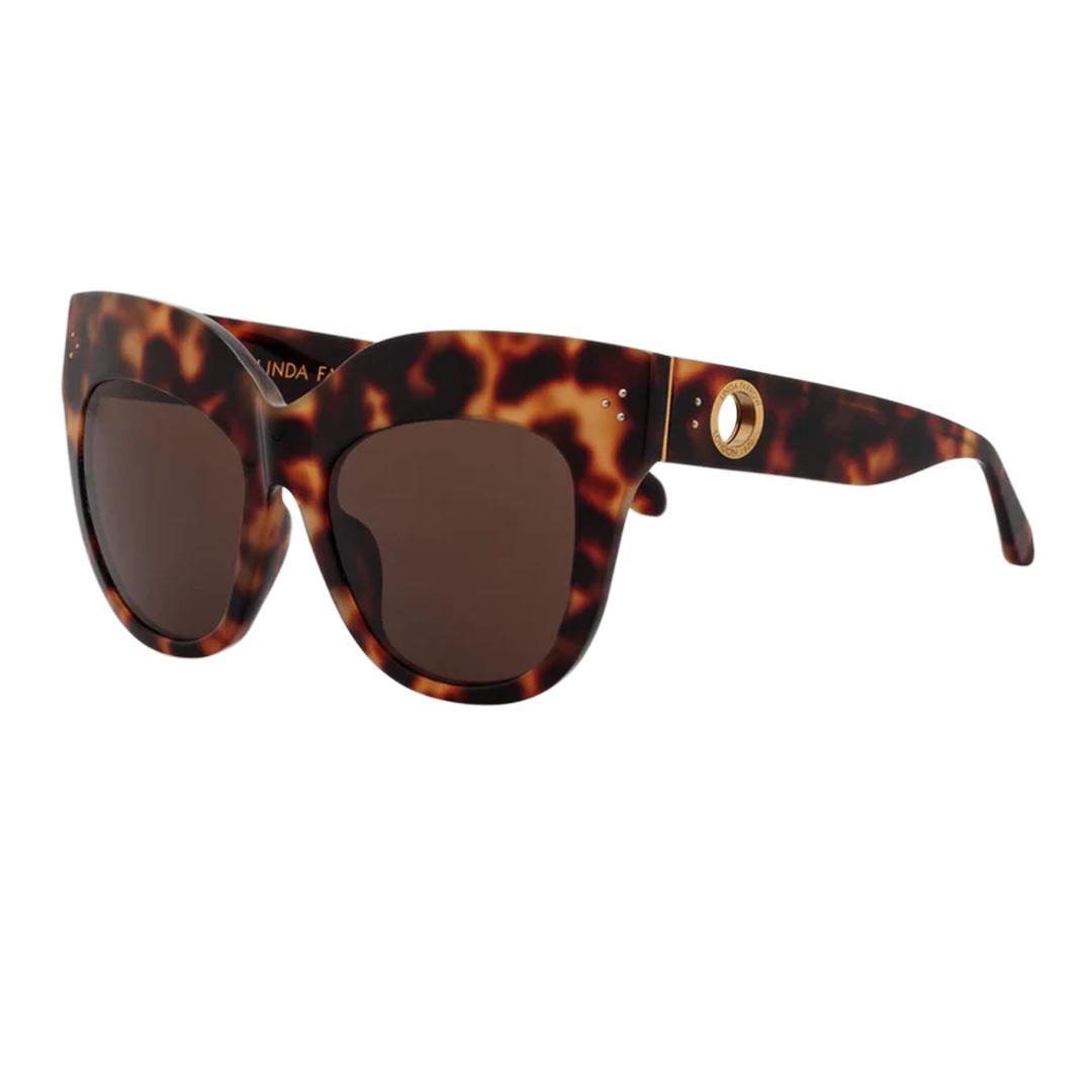 LINDA FARROW DUNAWAY SUN T-Shell/Yellow Gold - Brown Lens