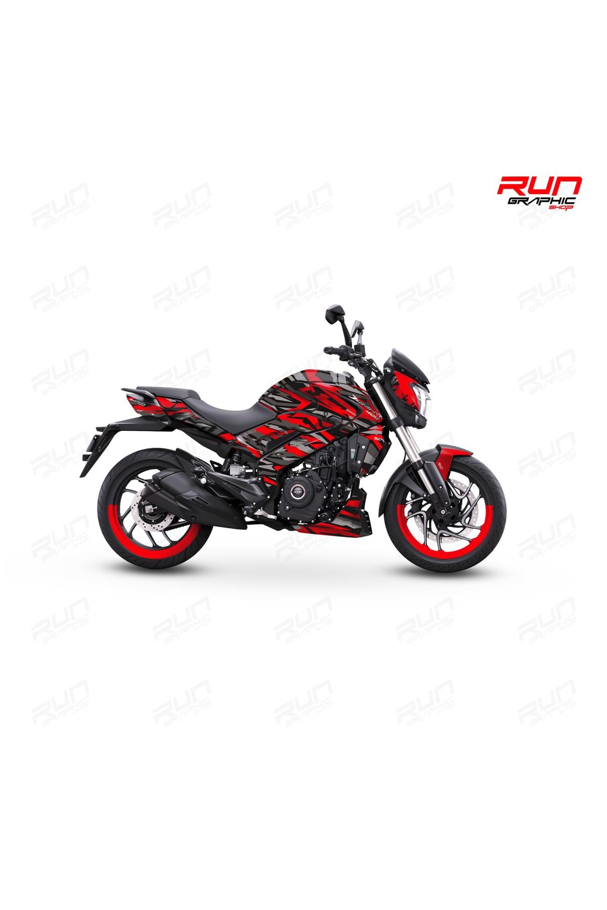 Bajaj Dominar 400 ve 250 Kırmızı Çizgi Desenli Tam Kaplama Grafik Kiti, Motosiklet Sticker Seti