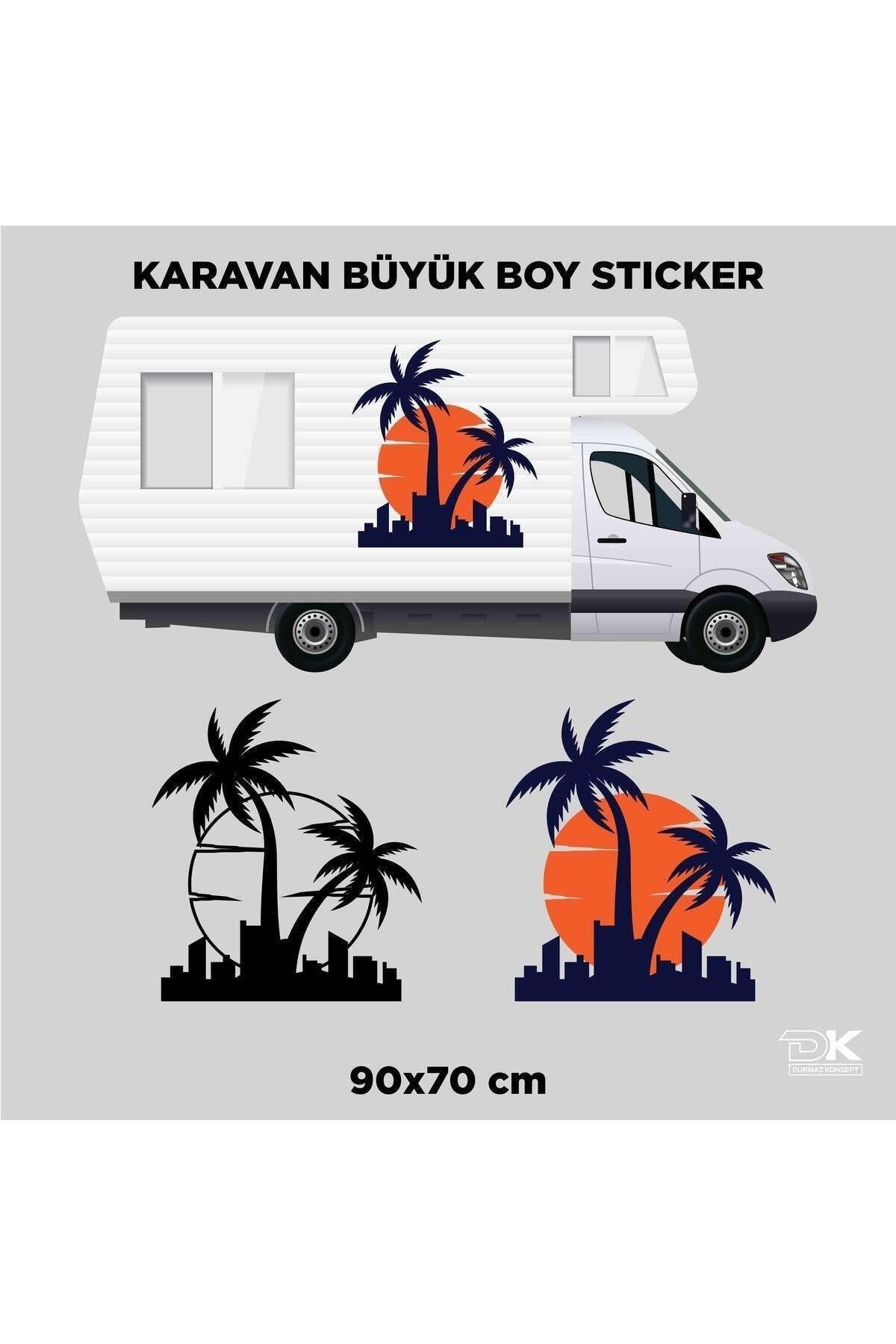 CARAVAN PALM TREE SUN STICKER
