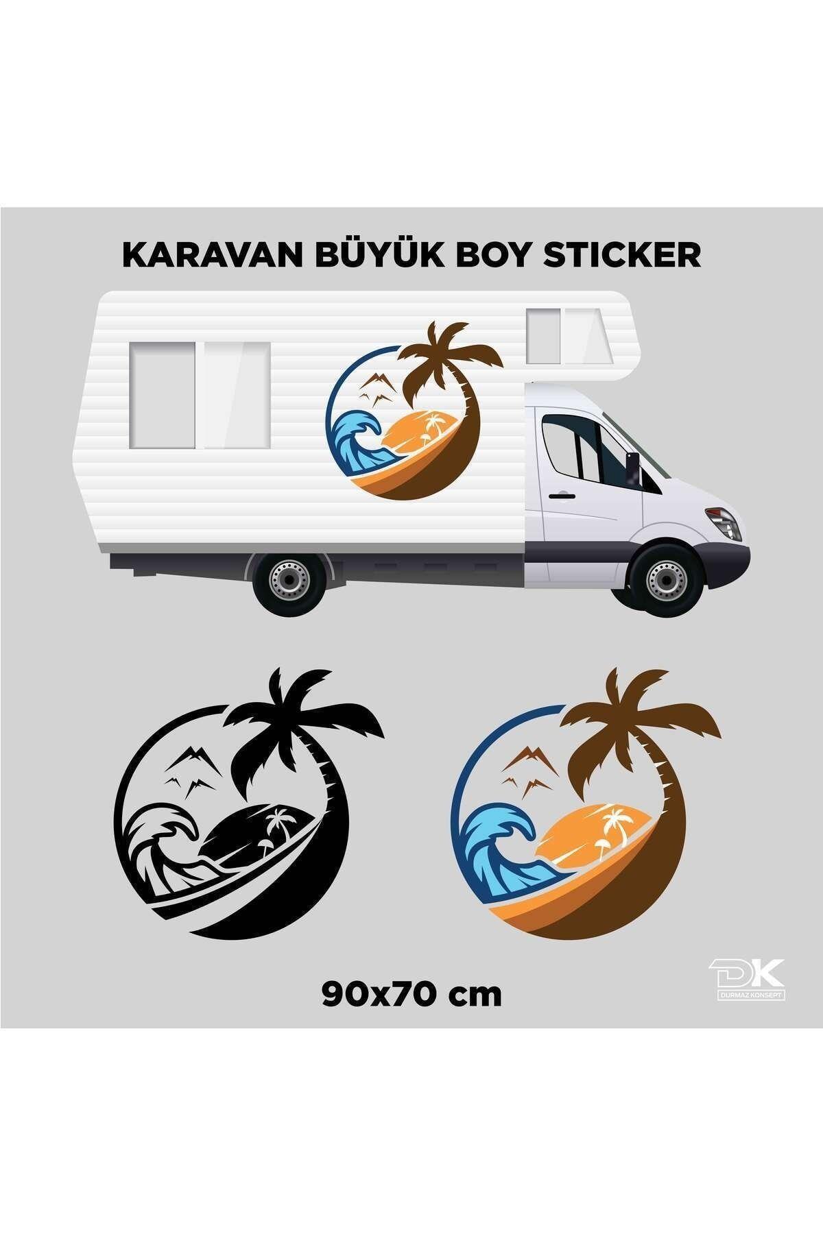 CARAVAN PALM TREE SUN STICKER
