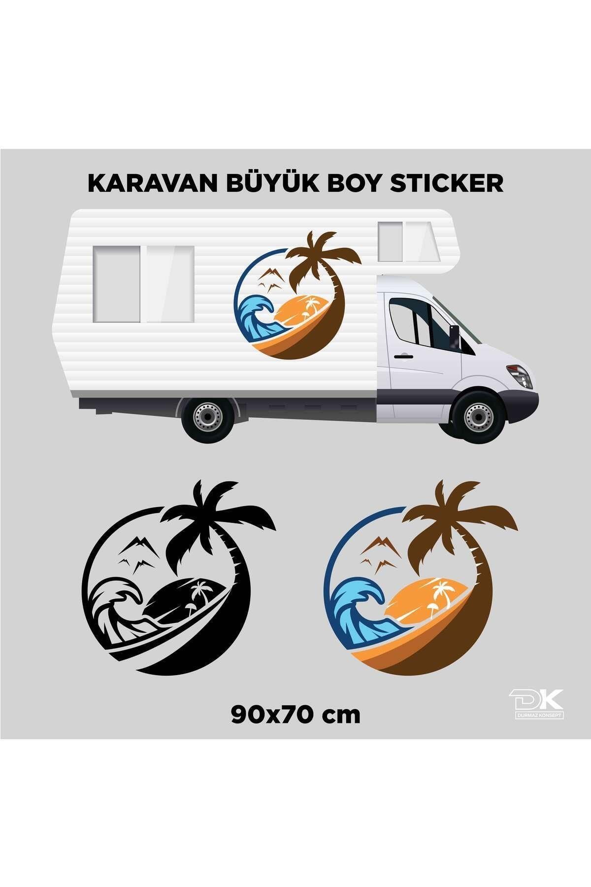 CARAVAN PALM TREE SUN STICKER