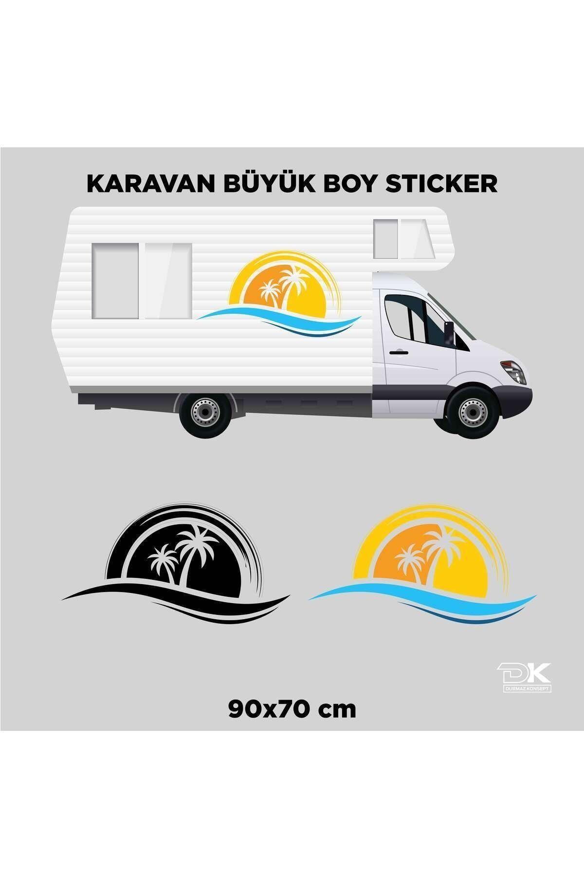 CARAVAN PALM TREE SUN STICKER