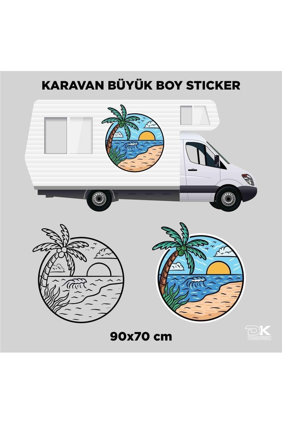 CARAVAN PALM TREE SUN STICKER
