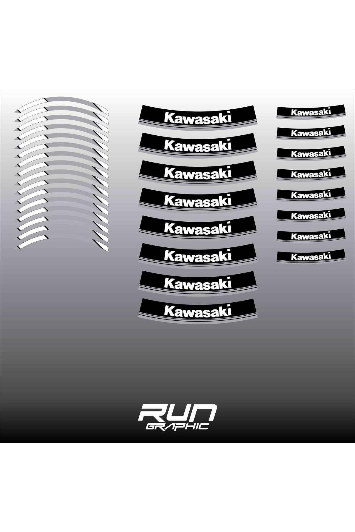 Kawasaki Compatible Motorcycle Gray Rim Stripe Inner Rim Lettering 17 Inch