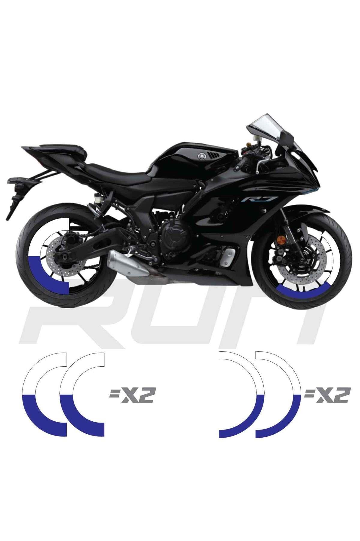 Mt07-600rr-r1 Ön 120 Arka 180 Ebat Uyumluyarım Jant Şeridi Çift Renk Mavi Beyaz Toplam 4 Adet