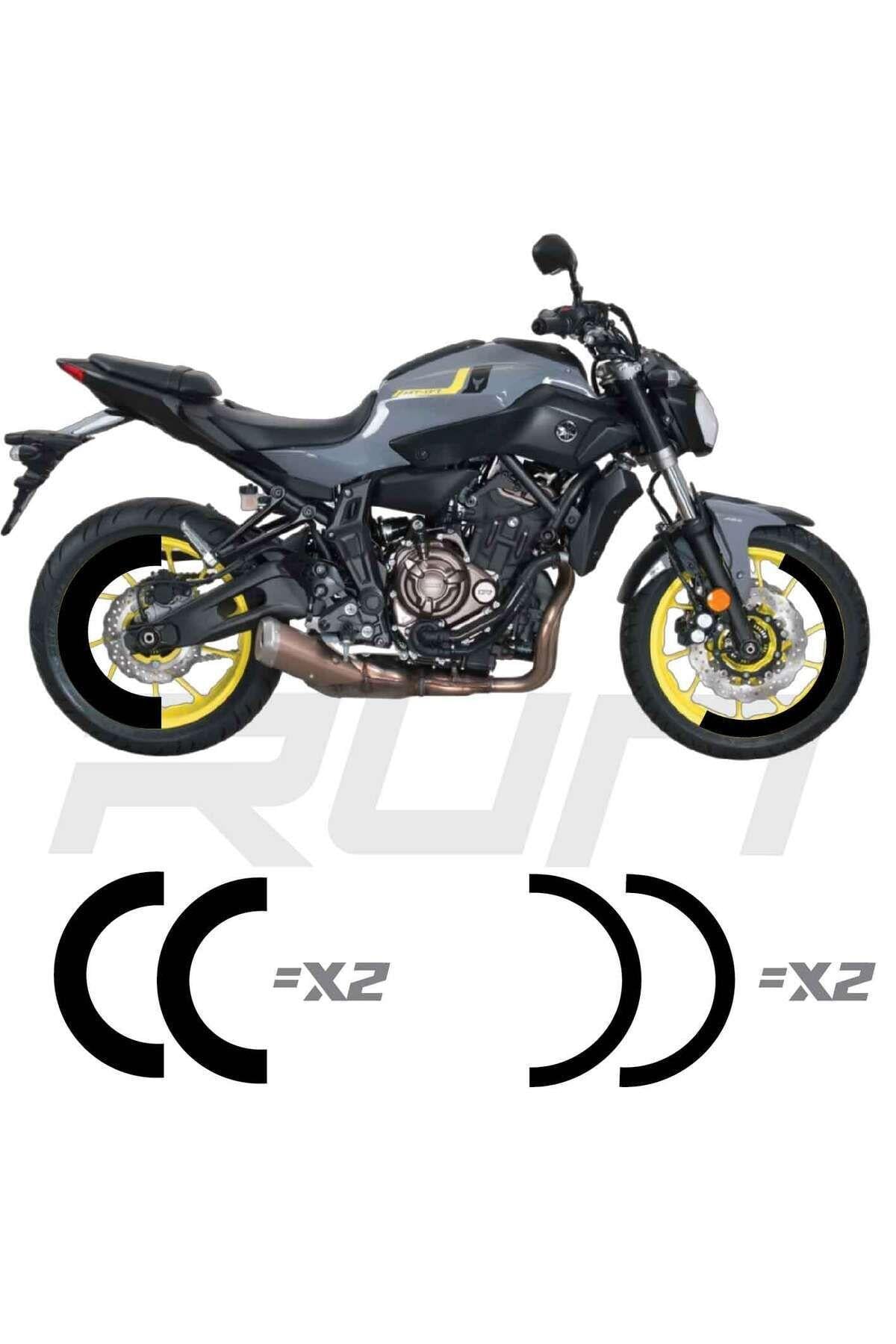 Mt07-600rr-r1 Ön 120 Arka 180 Ebat Uyumlu Yarım Jant Uyumlu Şeridi Siyah Toplam 4 Adet