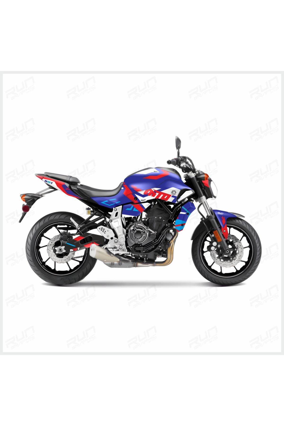 Yamaha MT-07 2014–2017 Compatible Zigzag Full Body Sticker Kit – Includes Wheel and Head Stickers