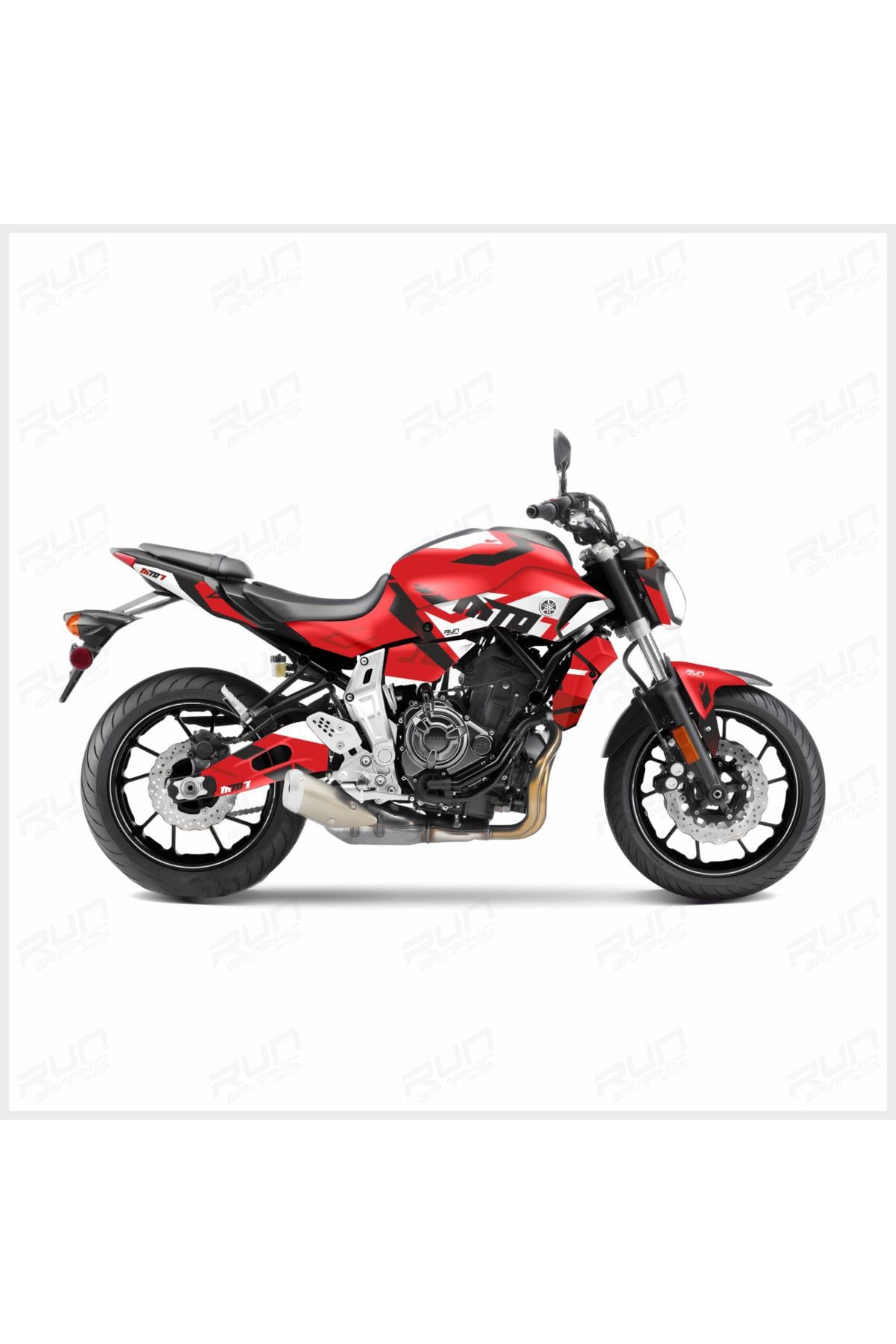 Yamaha MT-07 2014–2017 Compatible Zigzag Full Body Sticker Kit – Includes Wheel and Head Stickers