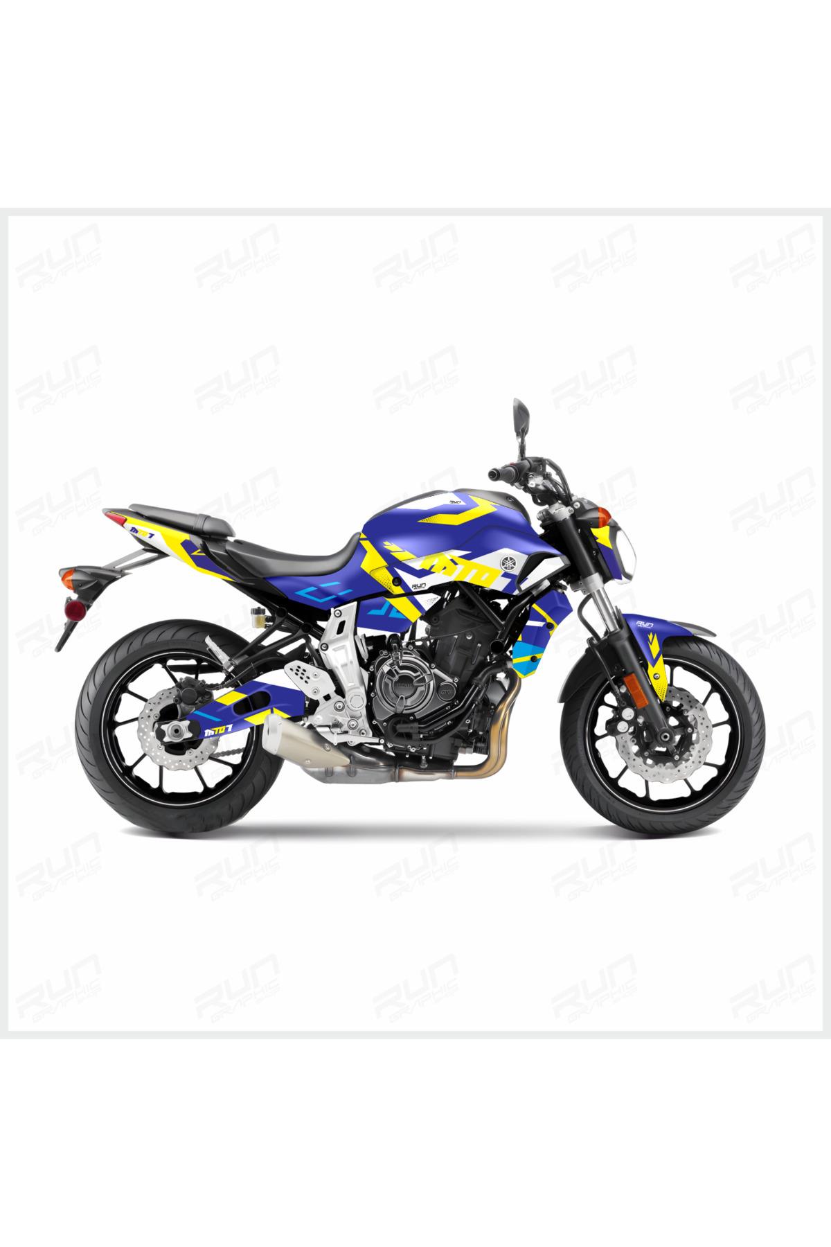 Yamaha MT-07 2014–2017 Compatible Zigzag Full Body Sticker Kit – Includes Wheel and Head Stickers