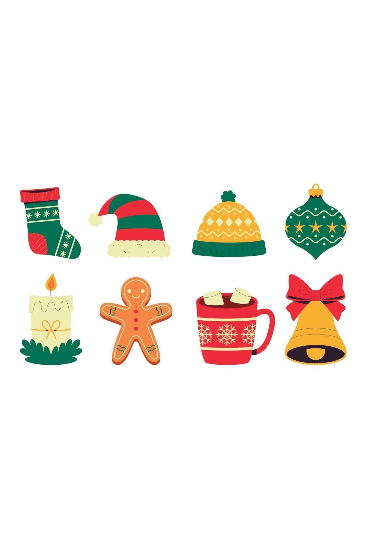 Christmas-Themed Stickers, Gift Package Stickers, Christmas Sticker Labels – 8 Pieces, 6cm