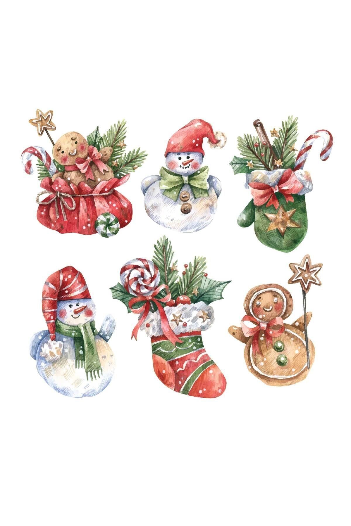 Christmas-Themed Stickers, Gift Package Stickers, Christmas Sticker Labels – 6 Pieces, 8cm