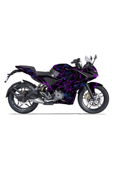 Bajaj Pulsar RS 200 Mavi Şimşek Desenli Tam Kaplama Grafik Kiti, Motosiklet Sticker Seti Çıkartması