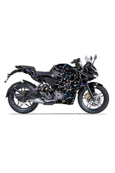 Bajaj Pulsar RS 200 Mavi Şimşek Desenli Tam Kaplama Grafik Kiti, Motosiklet Sticker Seti Çıkartması