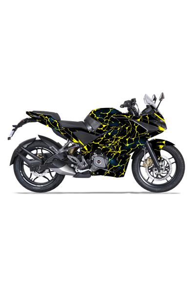 Bajaj Pulsar RS 200 Mavi Şimşek Desenli Tam Kaplama Grafik Kiti, Motosiklet Sticker Seti Çıkartması