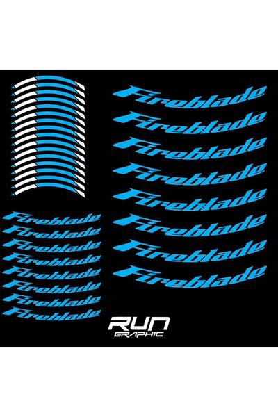 Honda Motorcycle Fireblade Blue Rim Stripe Inner Rim Lettering 17 Inch Compatible